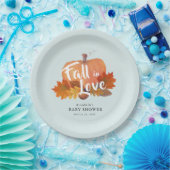 Herfst in Liefde Pompoen Blauw Baby shower Papieren Bordje (Feest)