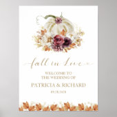 Herfst in Liefde Pompoen Bloemen Huwelijk Welkom Poster (Voorkant)
