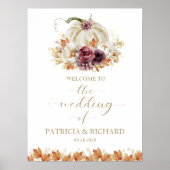 Herfst in Liefde Pompoen Bloemen Huwelijk Welkom Poster (Voorkant)