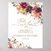 Herfst in Liefde Pompoen Bloemen Huwelijk Welkom Poster (Voorkant)