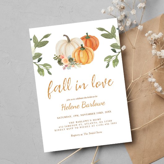 Herfst In Liefde Pompoen Bloemen Vrijgezellenfeest Kaart