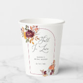 Herfst In Liefde Pompoen Bloemen Vrijgezellenfeest Papieren Bekers (Achterkant)