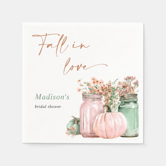 Herfst in liefde pompoen bloemenpotten Vrijgezelle Servet (Voorkant)