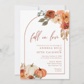 Herfst in liefde pompoen bloementerracotta bruilof save the date (Voorkant)