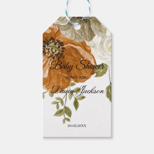 herfst in liefde pompoen bloemige baby shower Uitn Cadeaulabel (Voorkant)