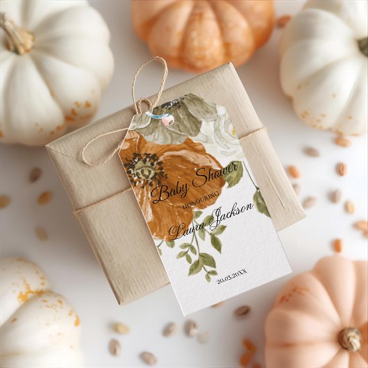 herfst in liefde pompoen bloemige baby shower Uitn Cadeaulabel