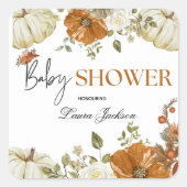 herfst in liefde pompoen bloemige baby shower Uitn Vierkante Sticker (Voorkant)
