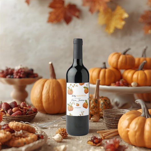 herfst in liefde pompoen bloemige baby shower Uitn Wijn Etiket