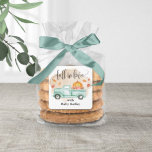 Herfst in Liefde Pompoen Boerderij Vrachtwagen Bab Vierkante Sticker