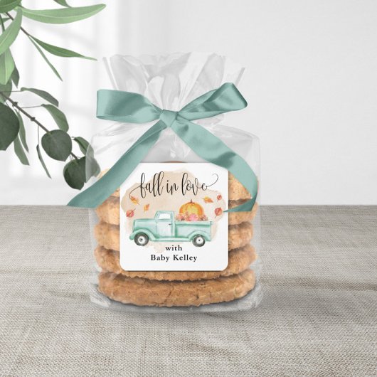 Herfst in Liefde Pompoen Boerderij Vrachtwagen Bab Vierkante Sticker