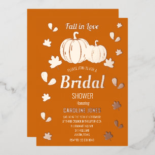 Herfst in Liefde Pompoen Boho Gold Folie Vrijgezel Uitnodiging