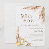 Herfst in liefde Pompoen Boho pampas gras baby sho Kaart (Voorkant / Achterkant)