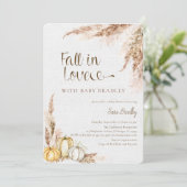 Herfst in liefde Pompoen Boho pampas gras baby sho Kaart (Staand voorkant)