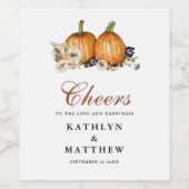 Herfst in liefde pompoen botanische herfst herfst  wijn etiket (Enkel label)