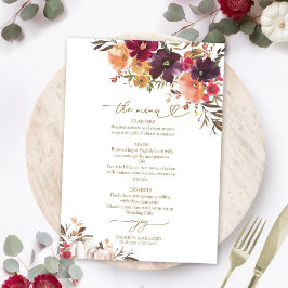Herfst in Liefde Pompoen Bourgondië Wedding Menu K Kaart
