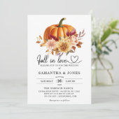 Herfst in liefde pompoen bruiloft kaart (Staand voorkant)