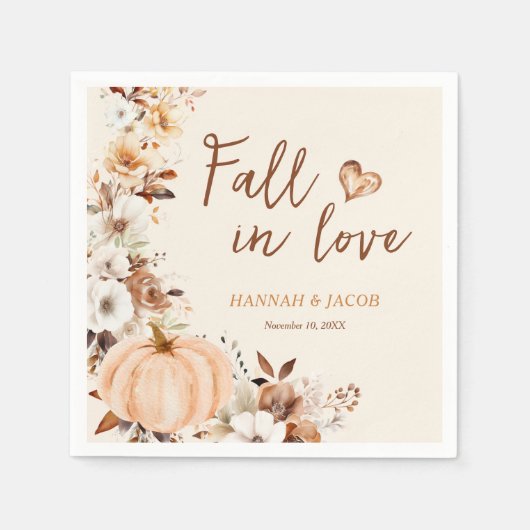 Herfst in liefde pompoen bruiloft servet (Voorkant)