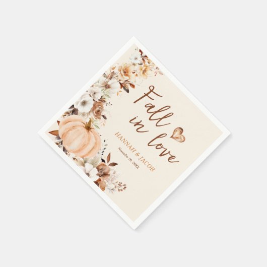 Herfst in liefde pompoen bruiloft servet (Hoek)