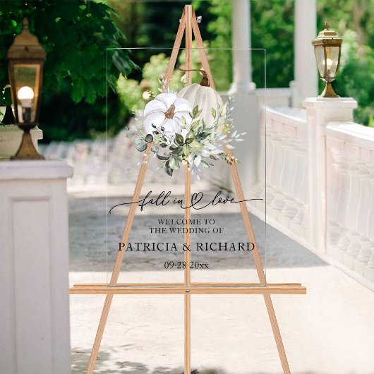 Herfst in liefde Pompoen bruiloft welkom teken Acryl Bord