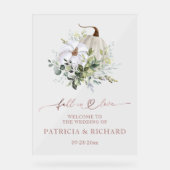 Herfst in liefde Pompoen bruiloft welkom teken Acryl Bord (Voorkant)