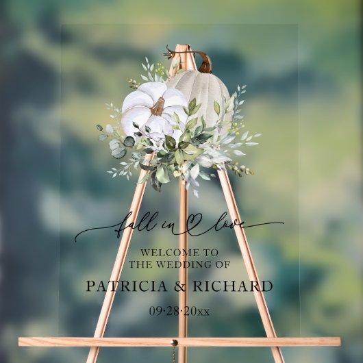 Herfst in liefde Pompoen bruiloft welkom teken Acryl Bord (Neutraal)