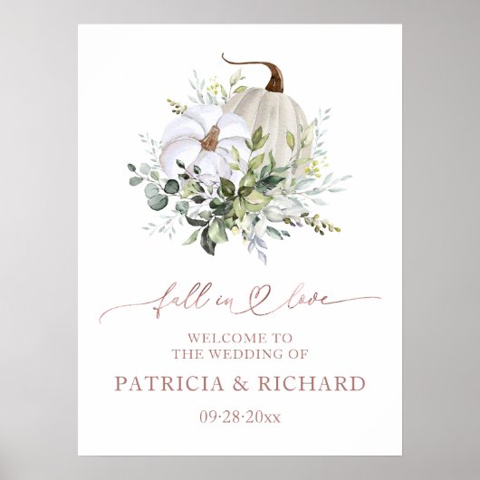 Herfst in liefde Pompoen bruiloft welkom teken Poster (Voorkant)