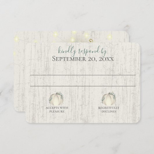 Herfst in liefde pompoen en groenere reactie kaart (Voorkant / Achterkant)