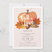 Herfst in Liefde Pompoen Fall Bladeren Roze Baby s Kaart (Voorkant)