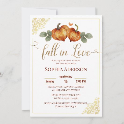 Herfst in liefde pompoen hart Vrijgezellenfeest Kaart (Voorkant)