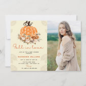Herfst in liefde pompoen herfst Baby shower foto Kaart (Voorkant)