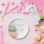 Herfst in Liefde Pompoen Herfst Baby shower Papieren Bordje (Feest)