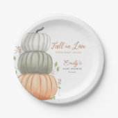 Herfst in Liefde Pompoen Herfst Baby shower Papieren Bordje (Voorkant)