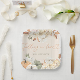 Herfst in Liefde Pompoen Herfst Baby shower Papieren Bordje