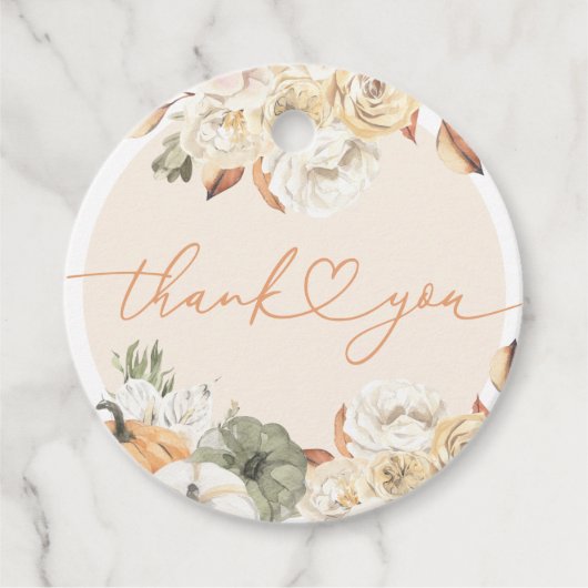 Herfst in Liefde Pompoen Herfst Baby shower Ronde Bedankjes Labels (Voorkant)