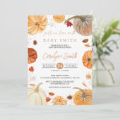 Herfst in Liefde Pompoen Herfst Baby shower Uitnod Kaart (Staand voorkant)