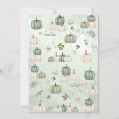 Herfst in Liefde Pompoen Herfst Groen Baby shower Kaart (Achterkant)