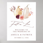 Herfst in Liefde Pompoen Herfst Huwelijk Welkom Te Poster (Voorkant)