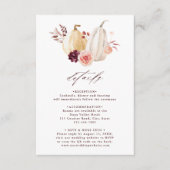 Herfst in Liefde Pompoen Herfst Trouwdetails Informatiekaartje (Voorkant)