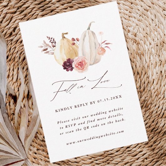 Herfst in Liefde Pompoen Herfst Trouwen QR Code RSVP Kaartje