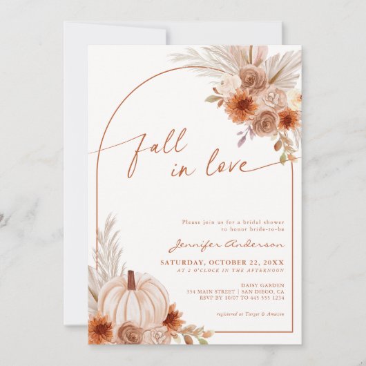 Herfst in liefde pompoen herfstboog Vrijgezellenfe Kaart (Voorkant)