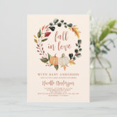 Herfst in liefde pompoen krans Baby shower Kaart (Staand voorkant)