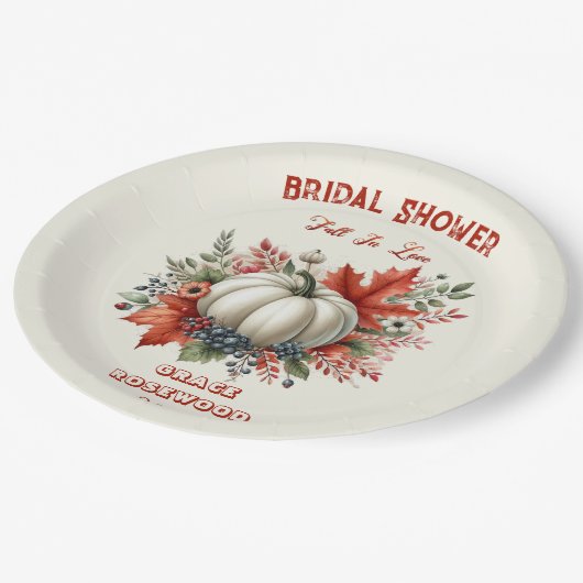 Herfst in liefde pompoen land rustiek Vrijgezellen Papieren Bordje (Gekanteld)