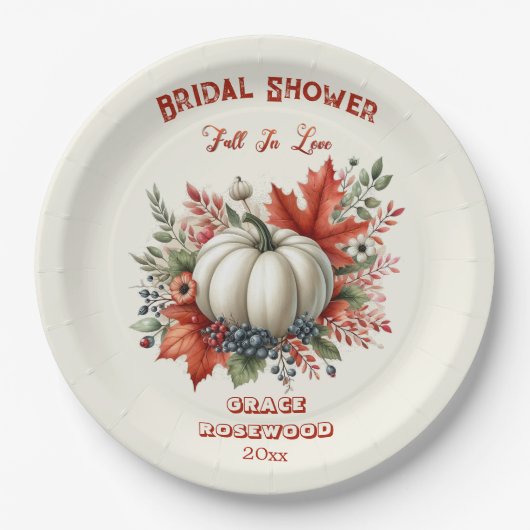 Herfst in liefde pompoen land rustiek Vrijgezellen Papieren Bordje (Voorkant)