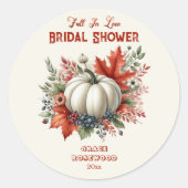 Herfst in liefde pompoen land rustiek Vrijgezellen Ronde Sticker (Voorkant)