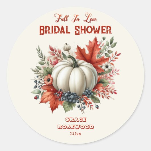 Herfst in liefde pompoen land rustiek Vrijgezellen Ronde Sticker (Voorkant)