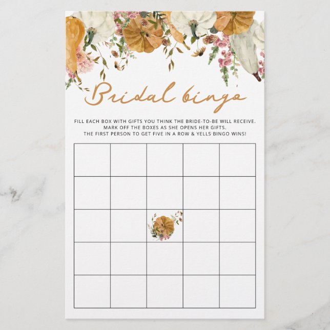 Herfst in Liefde Pompoen met Bloemen Bruids Bingog (Voorkant)