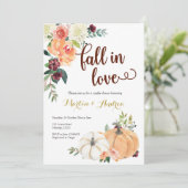 herfst in liefde pompoen paar douche uitnodiging (Staand voorkant)