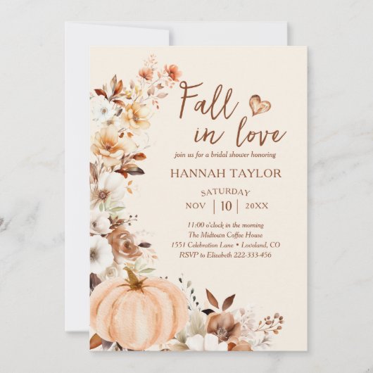 Herfst in Liefde Pompoen QR Code Vrijgezellenfeest Kaart (Voorkant)