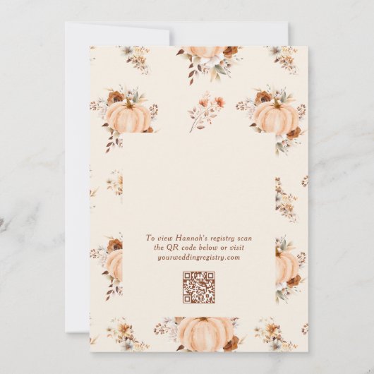 Herfst in Liefde Pompoen QR Code Vrijgezellenfeest Kaart (Achterkant)