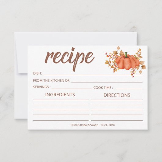 Herfst in liefde pompoen recept Kaart (Voorkant)